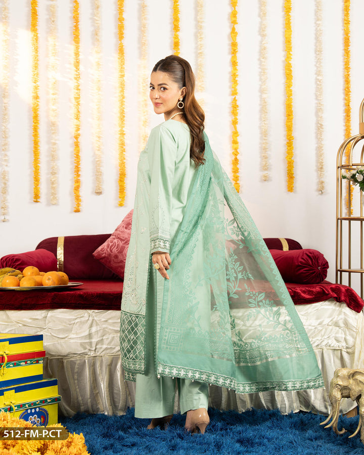 Embroidered Poplin Cotton Suit | 512-FM-P.CT