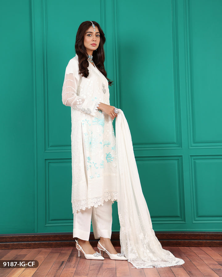 3 Piece Embroidered Chiffon Suit | 9187-IG-CF