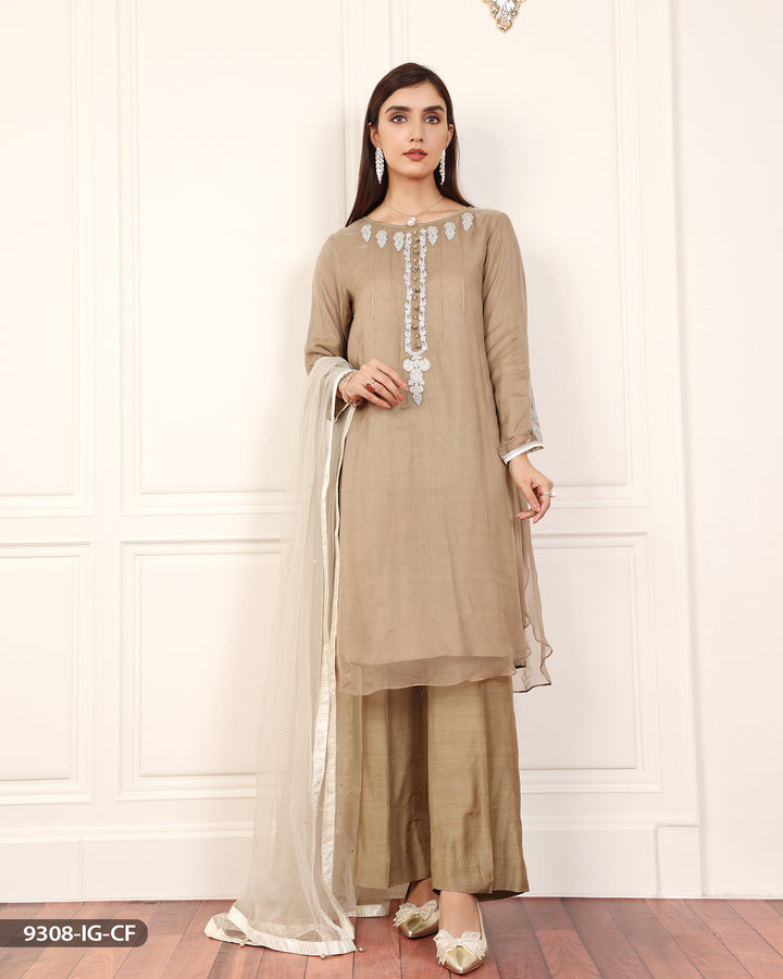 Embroidered Chiffon Suit | 9308-IG-CF