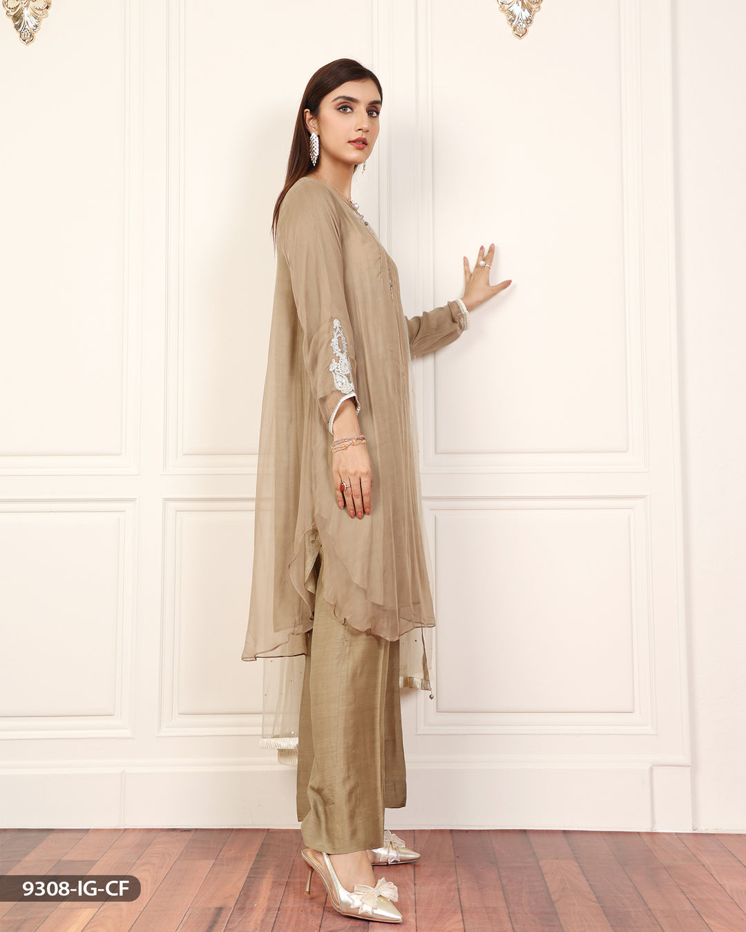 Embroidered Chiffon Suit | 9308-IG-CF