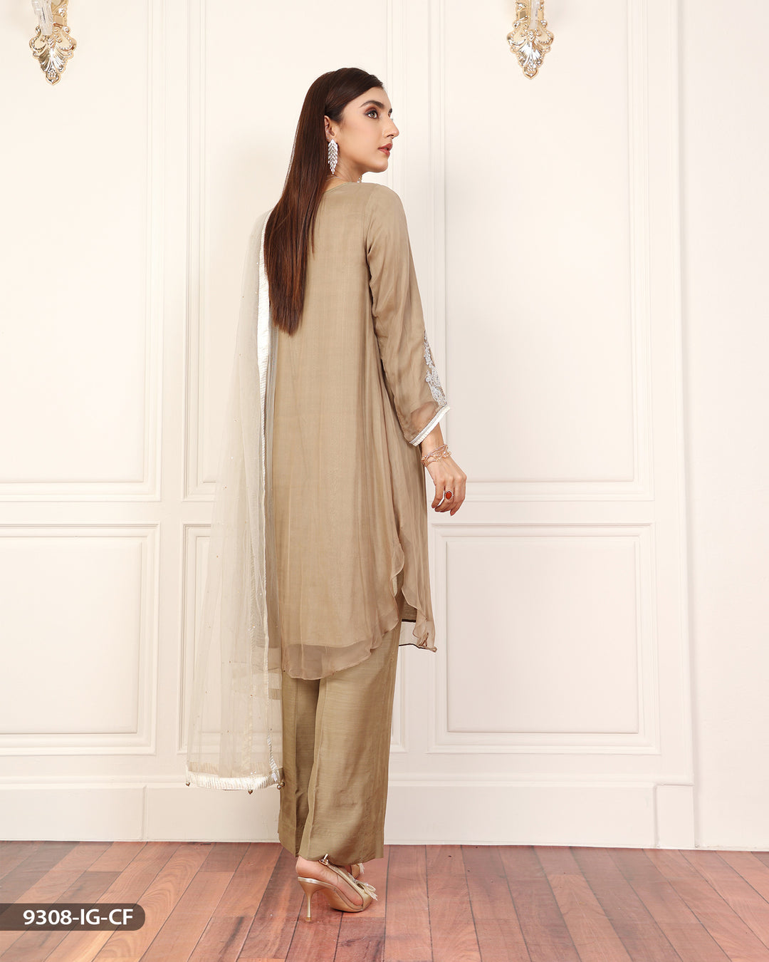 Embroidered Chiffon Suit | 9308-IG-CF