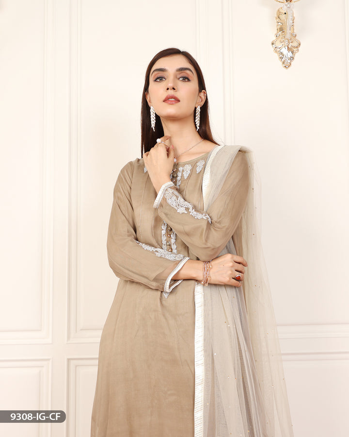 Embroidered Chiffon Suit | 9308-IG-CF