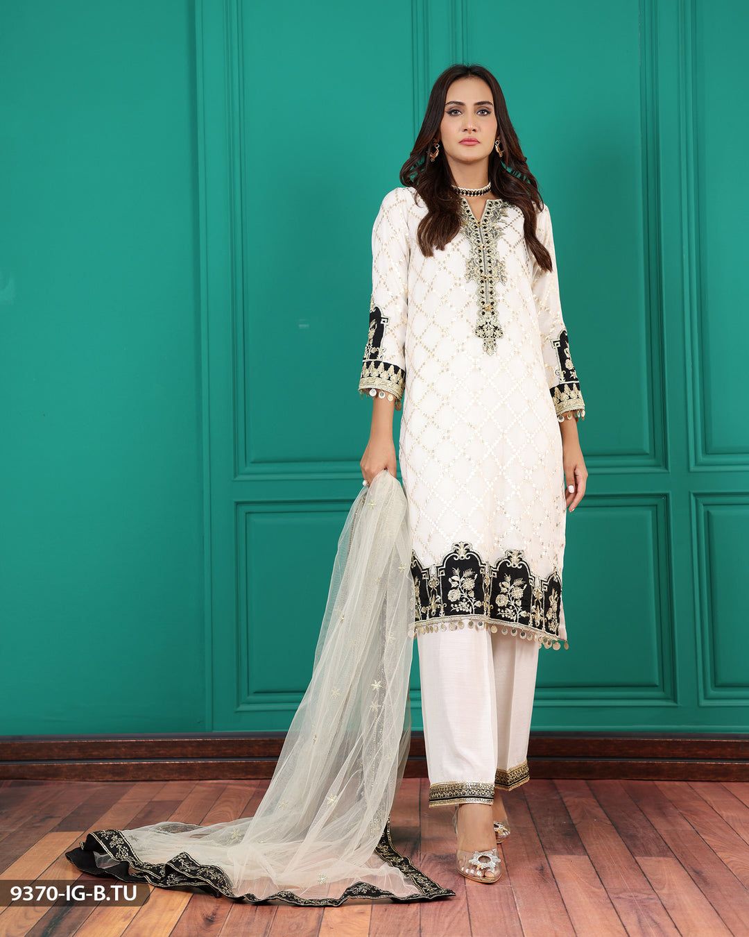 Organza Embroidered Suit | 9370-IG-B.TU