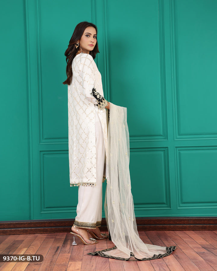 Organza Embroidered Suit | 9370-IG-B.TU