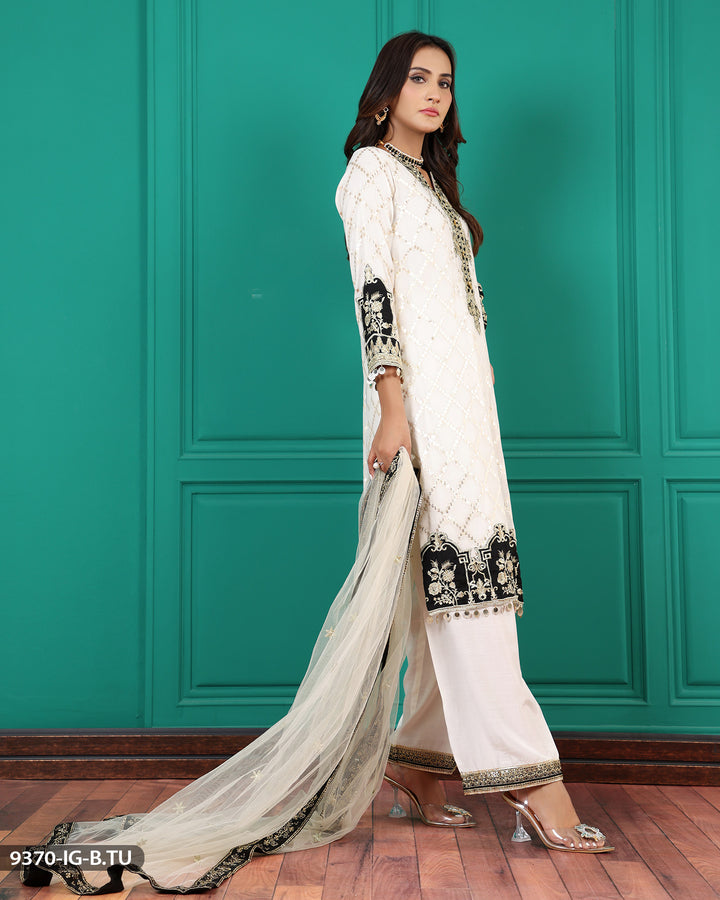 Organza Embroidered Suit | 9370-IG-B.TU