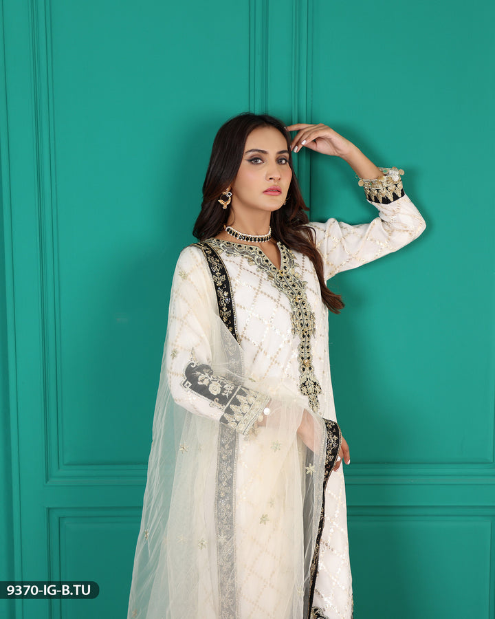 Organza Embroidered Suit | 9370-IG-B.TU