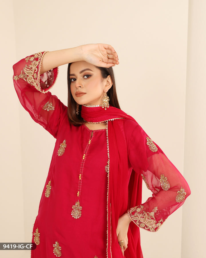 FORMAL 3PC EMBROIDERED SUIT | 9419-IG-CF