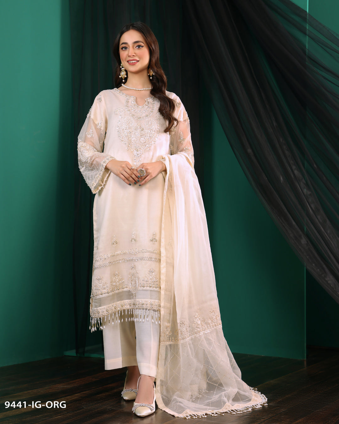 FORMAL 3PC EMBROIDERED SUIT | 9441-IG-ORZ