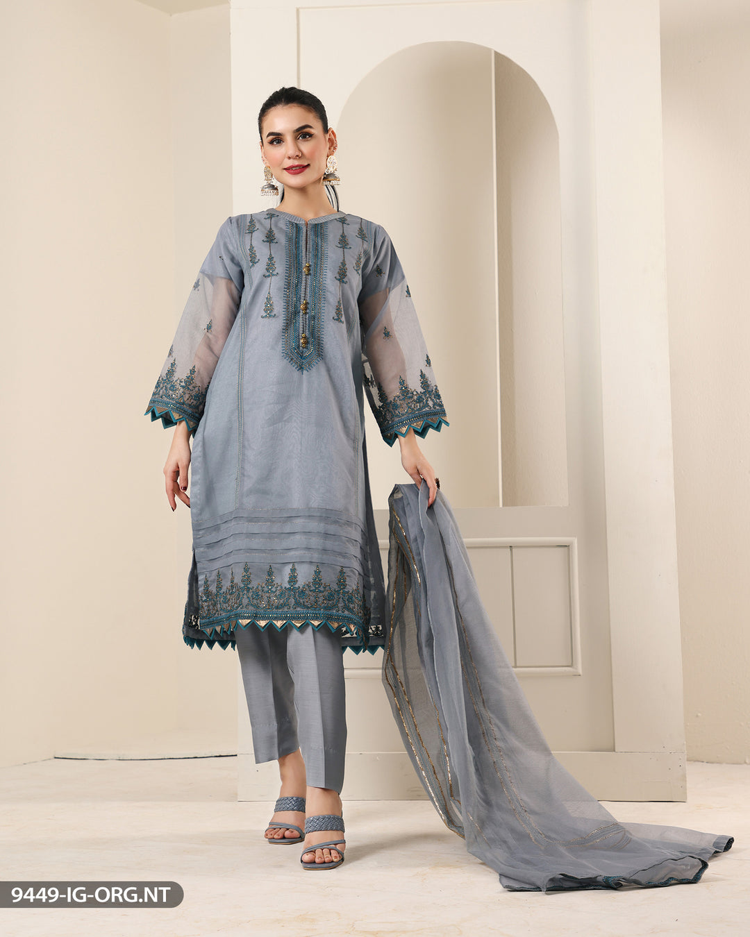 FORMAL 3PC EMBROIDERED SUIT | 9449-IG-ORZ