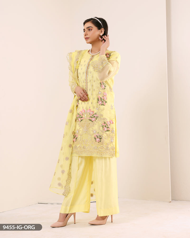 FORMAL 3PC EMBROIDERED SUIT | 9455-MZ-ORZ