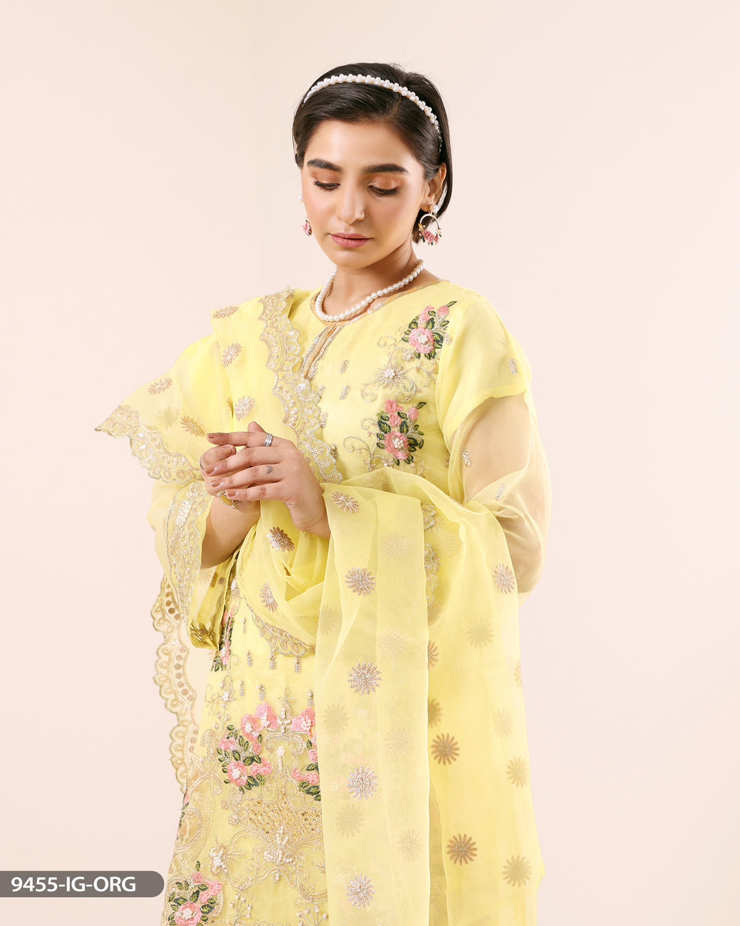 FORMAL 3PC EMBROIDERED SUIT | 9455-MZ-ORZ