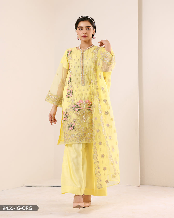 FORMAL 3PC EMBROIDERED SUIT | 9455-MZ-ORZ