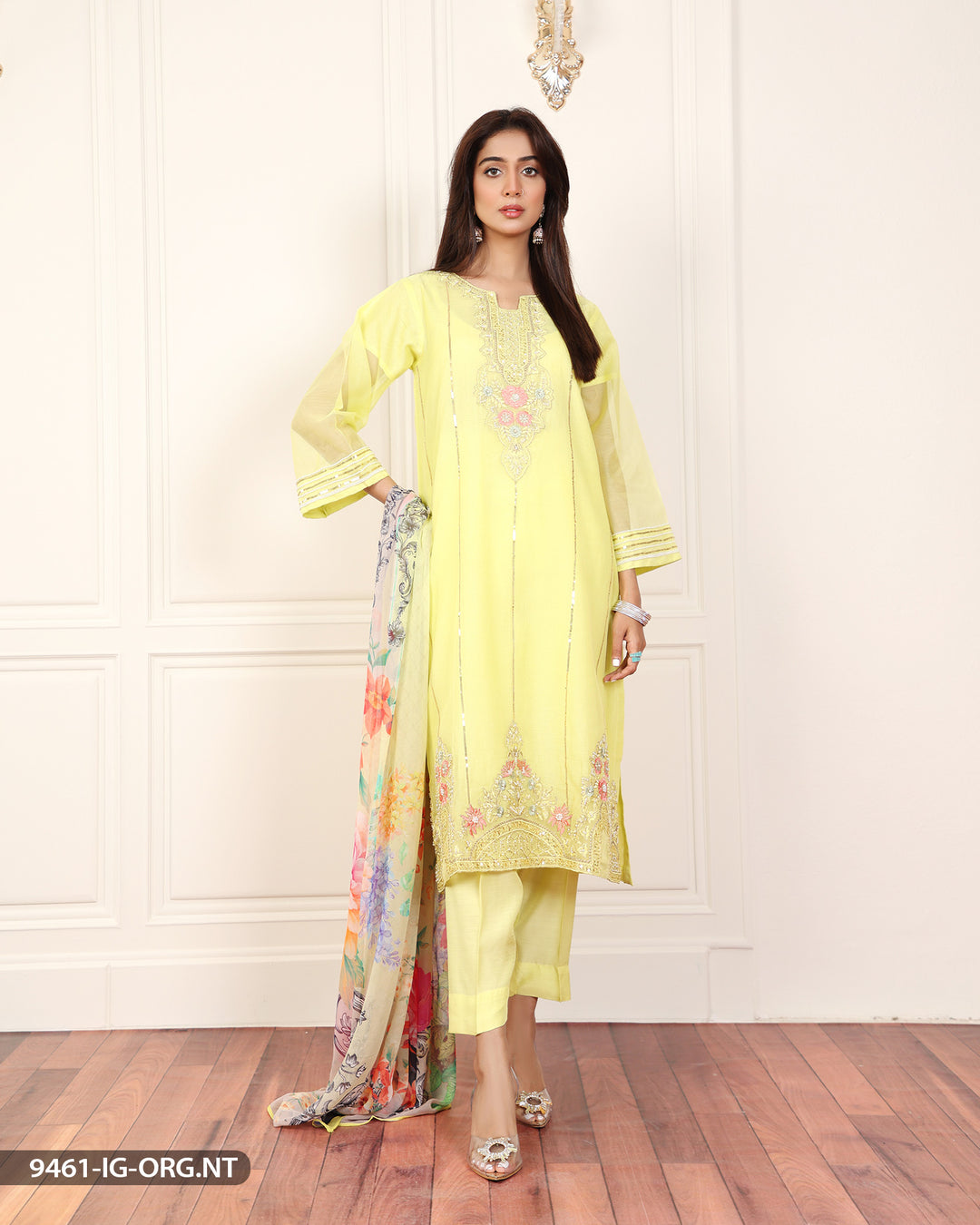 Organza Net Embroidered Suit | 9461-IG-ORZ