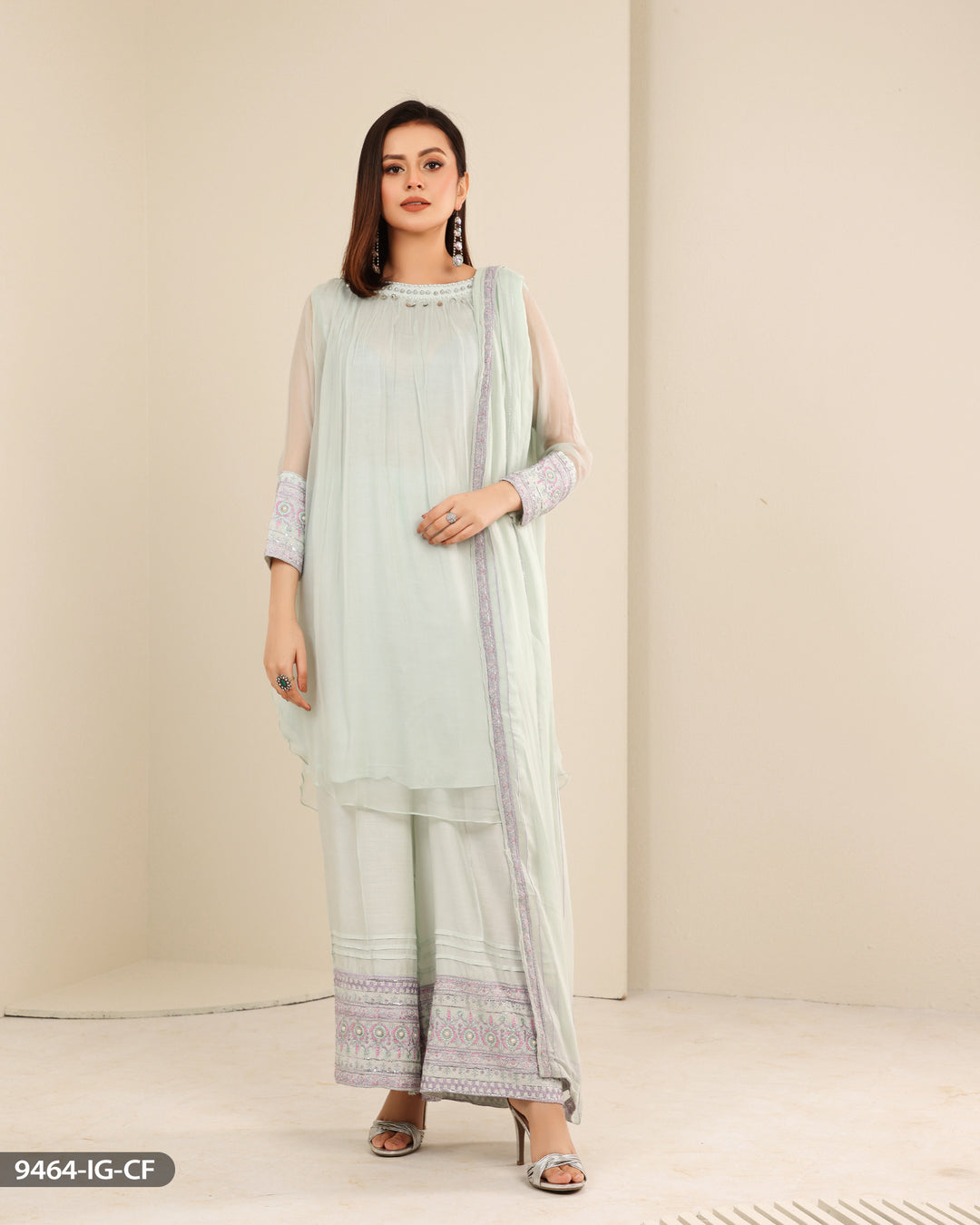 FORMAL 3PC EMBROIDERED SUIT | 9464-IG-CF