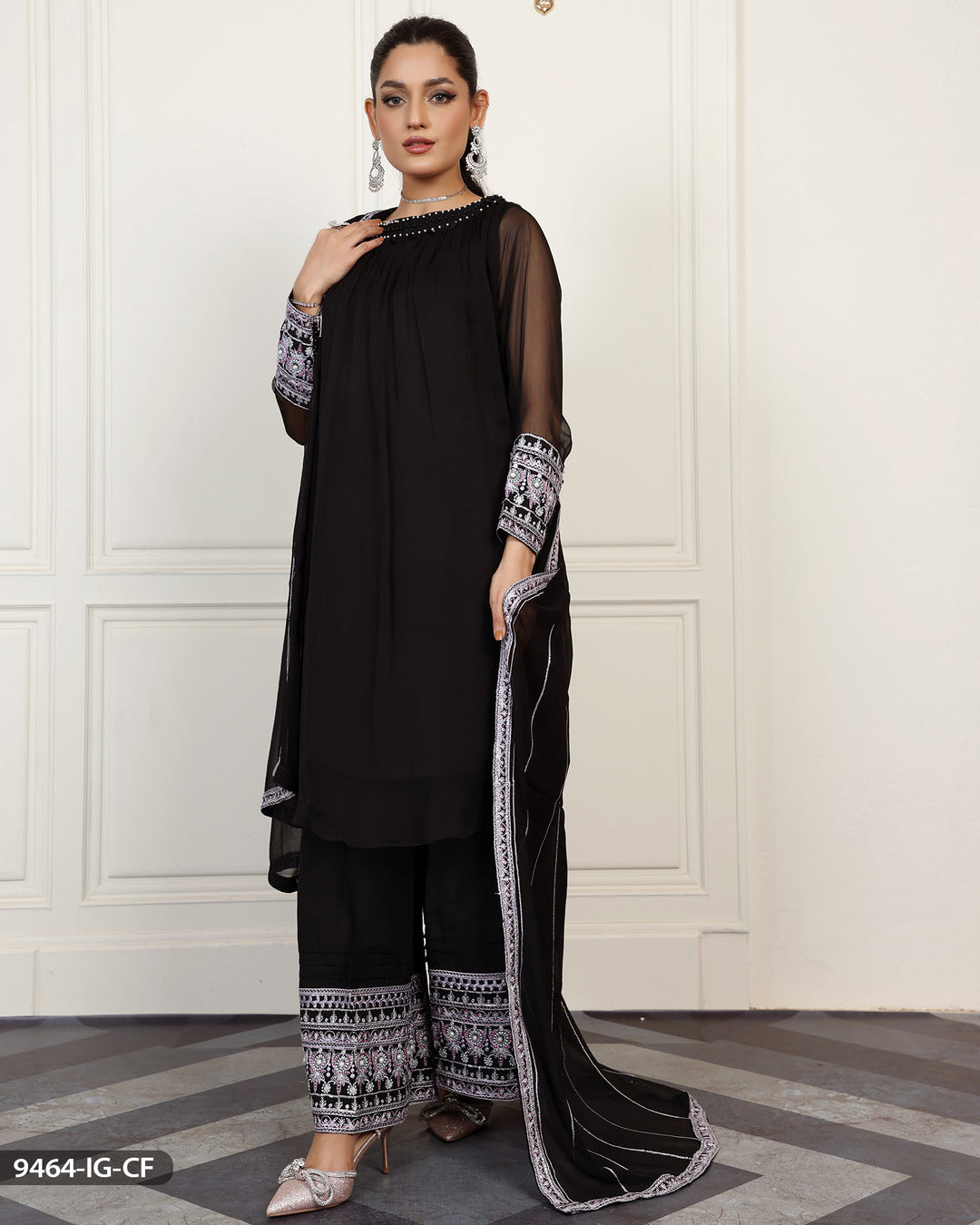 FORMAL 3PC EMBROIDERED SUIT | 9464-IG-CF