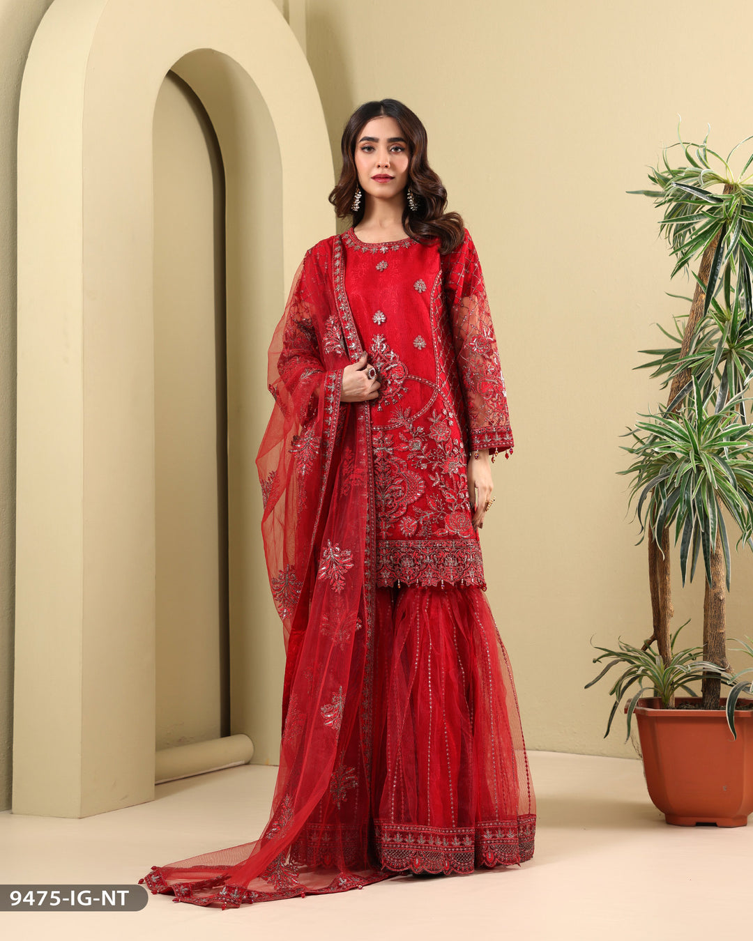 FORMAL 3PC EMBROIDERED SUIT | 9475-IG-NT