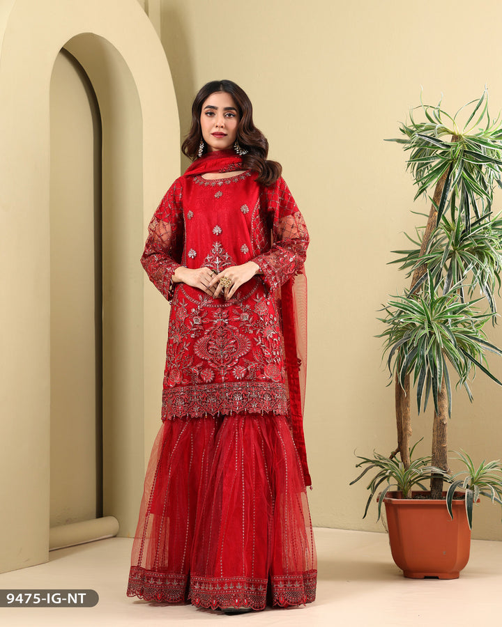 FORMAL 3PC EMBROIDERED SUIT | 9475-IG-NT