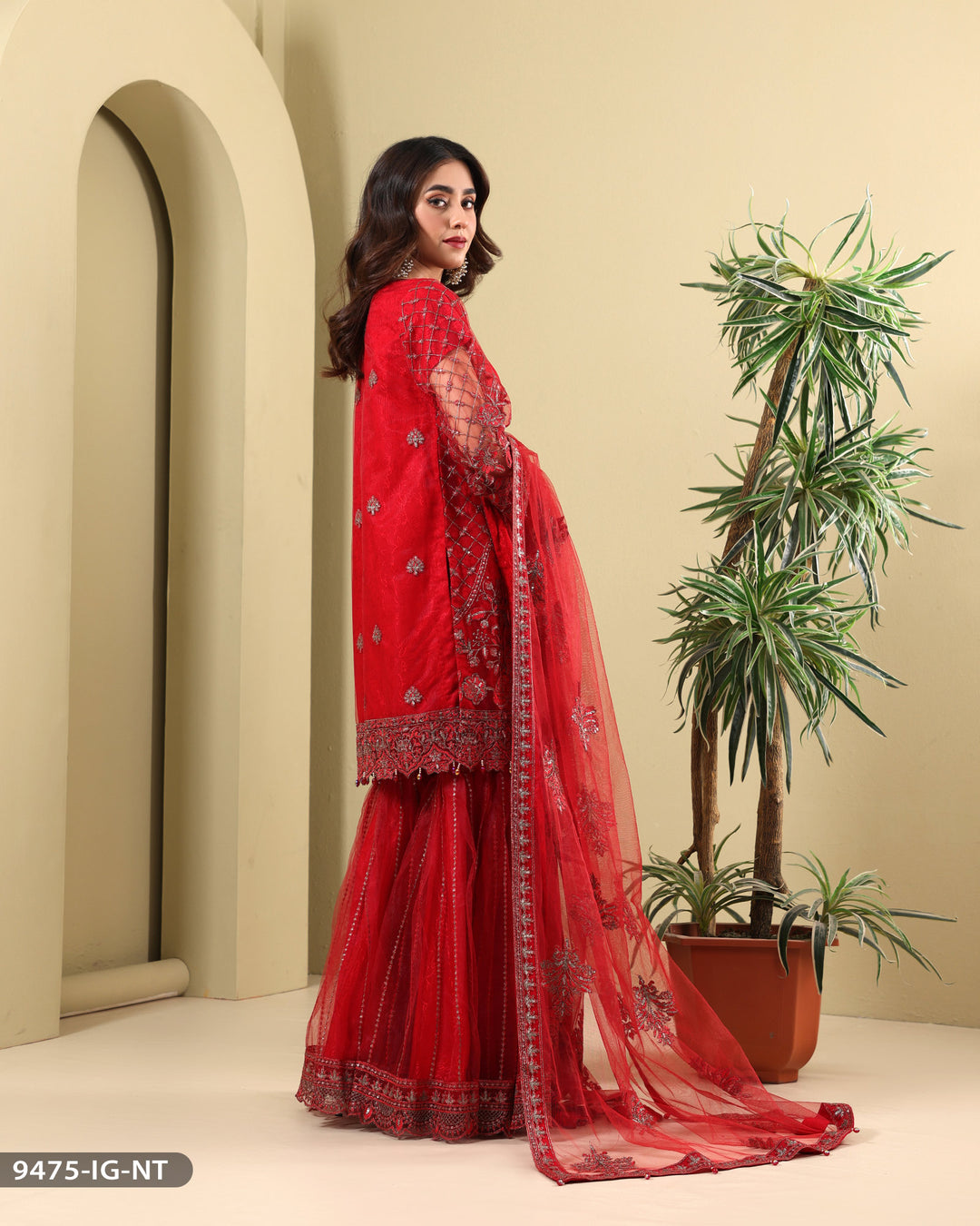 FORMAL 3PC EMBROIDERED SUIT | 9475-IG-NT