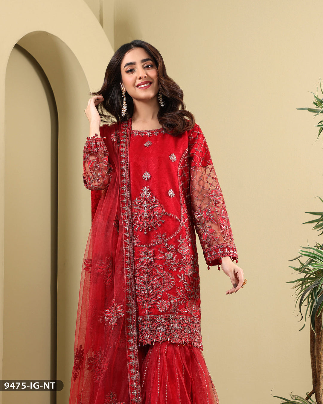 FORMAL 3PC EMBROIDERED SUIT | 9475-IG-NT