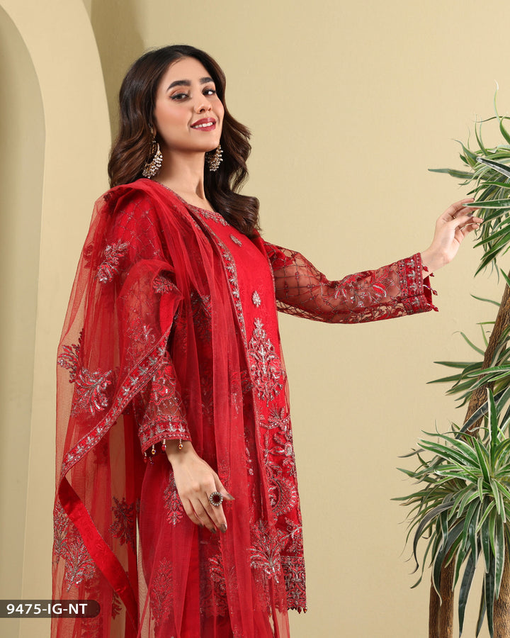 FORMAL 3PC EMBROIDERED SUIT | 9475-IG-NT