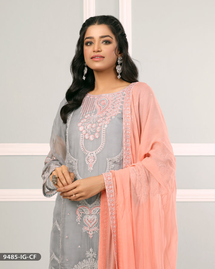 FORMAL 3PC EMBROIDERED SUIT | 9485-IG-CF