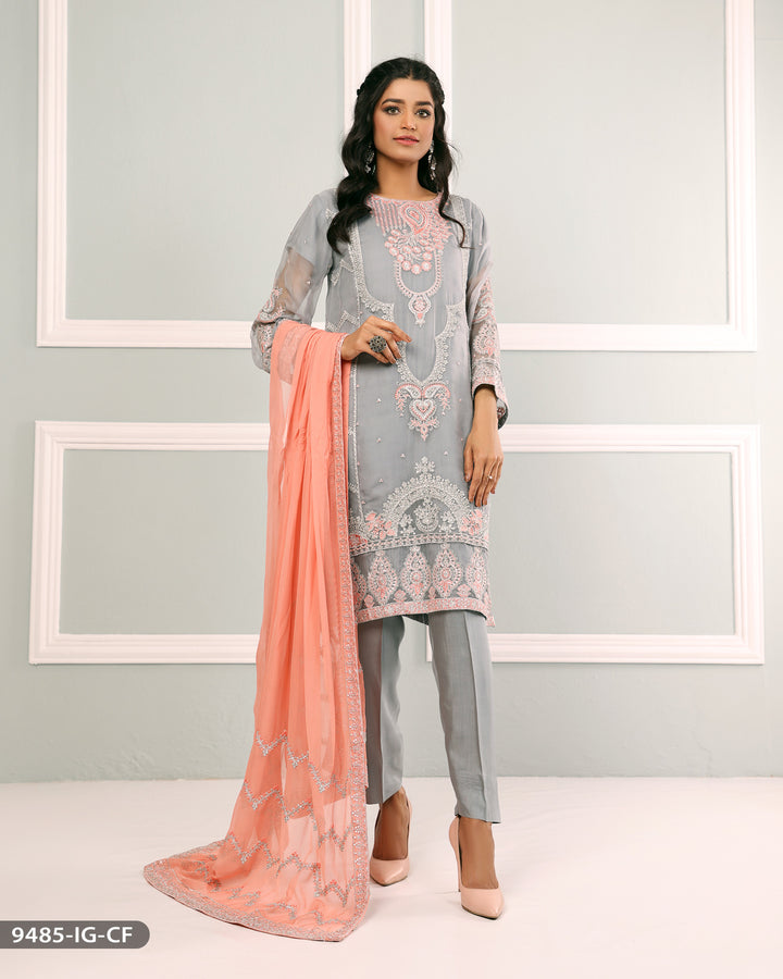 FORMAL 3PC EMBROIDERED SUIT | 9485-IG-CF