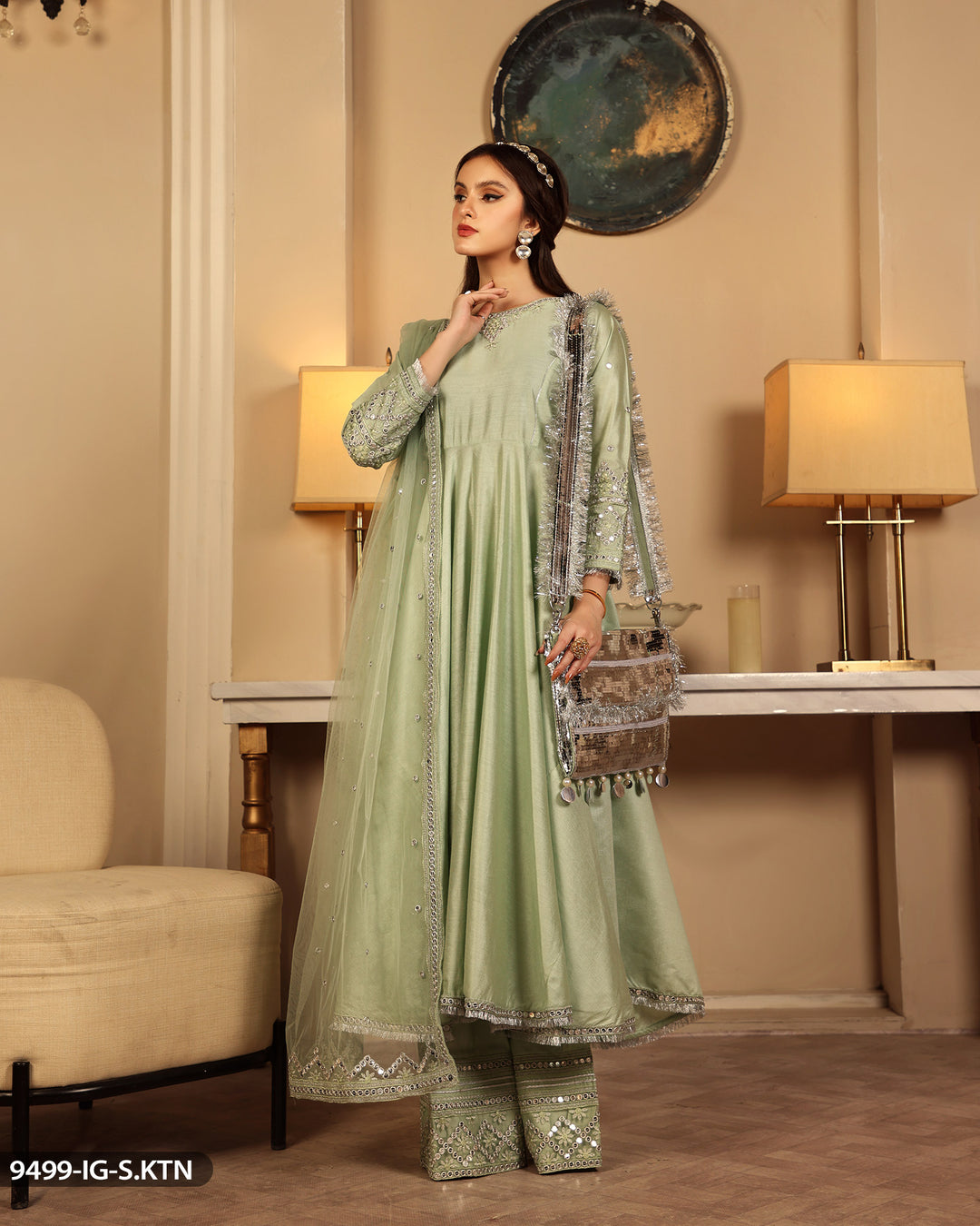 Formal Embroidered Frock | 9499-IG-S.KTN