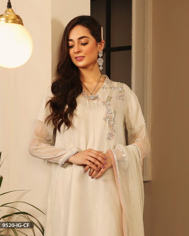 Embroidered 3PC Frock Style Suit