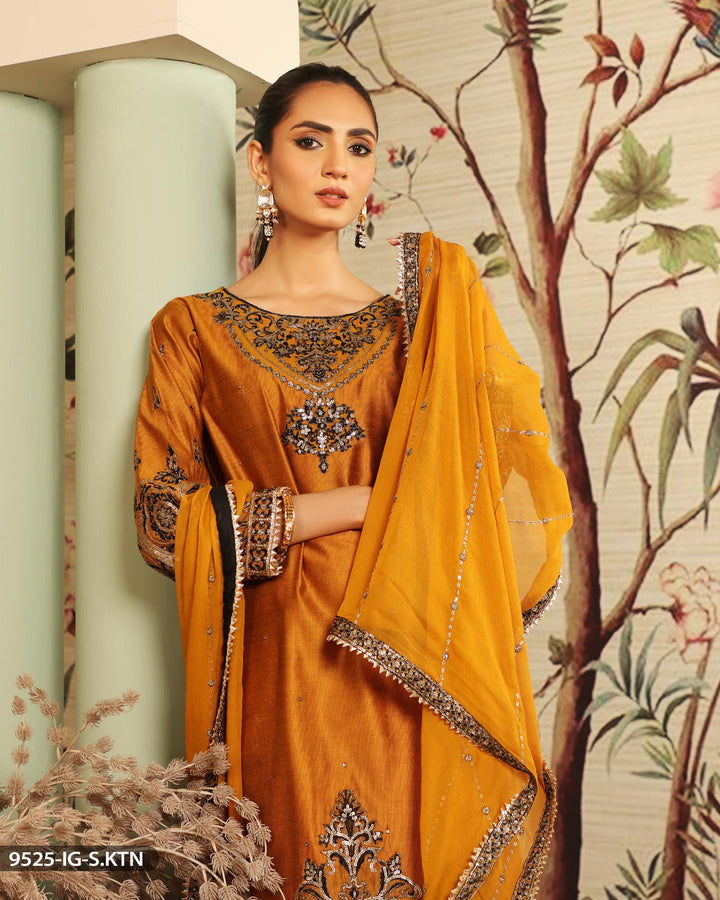 Embroidered Mustard Suit | 9525-IG-S.KTN