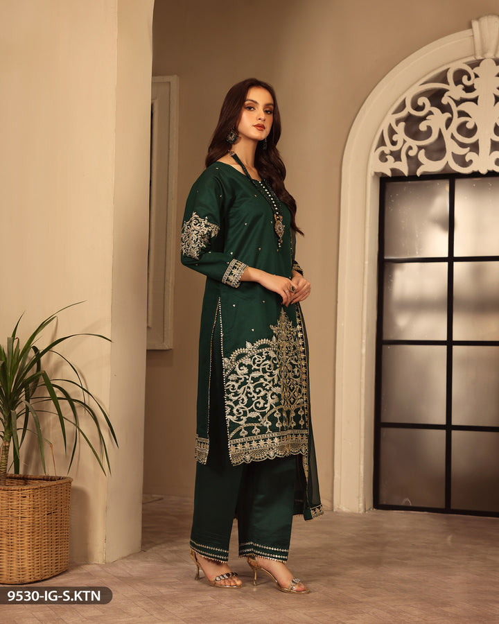 FORMAL 3PC EMBROIDERED SUIT | 9530-IG-S.KTN