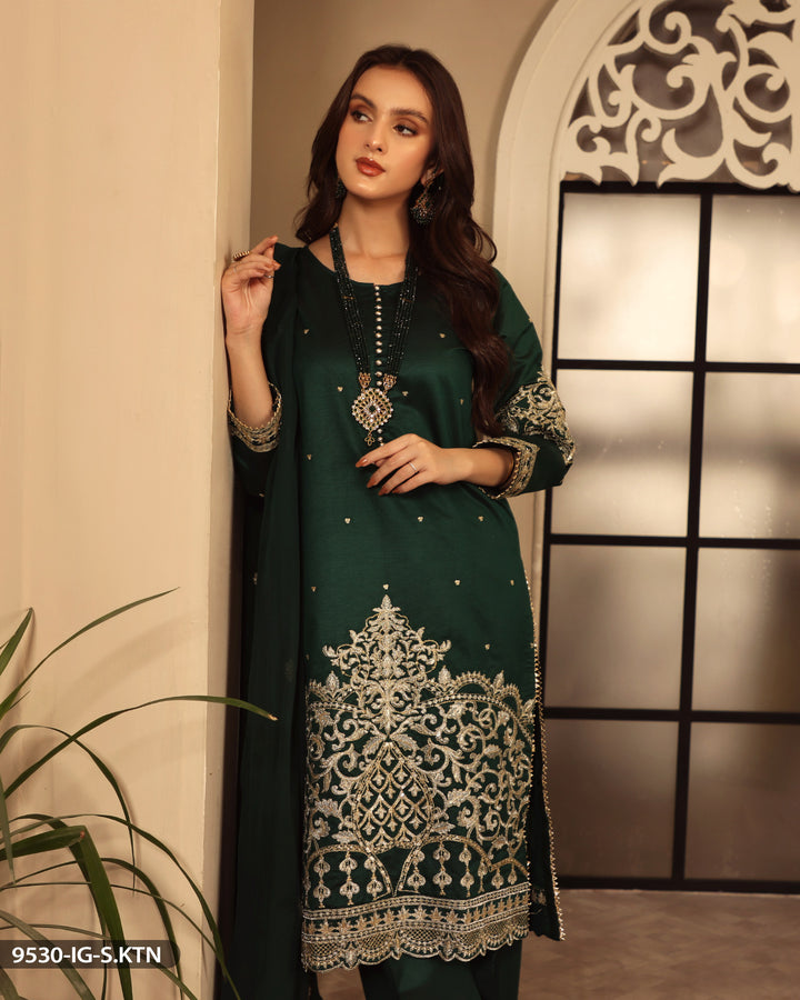 FORMAL 3PC EMBROIDERED SUIT | 9530-IG-S.KTN