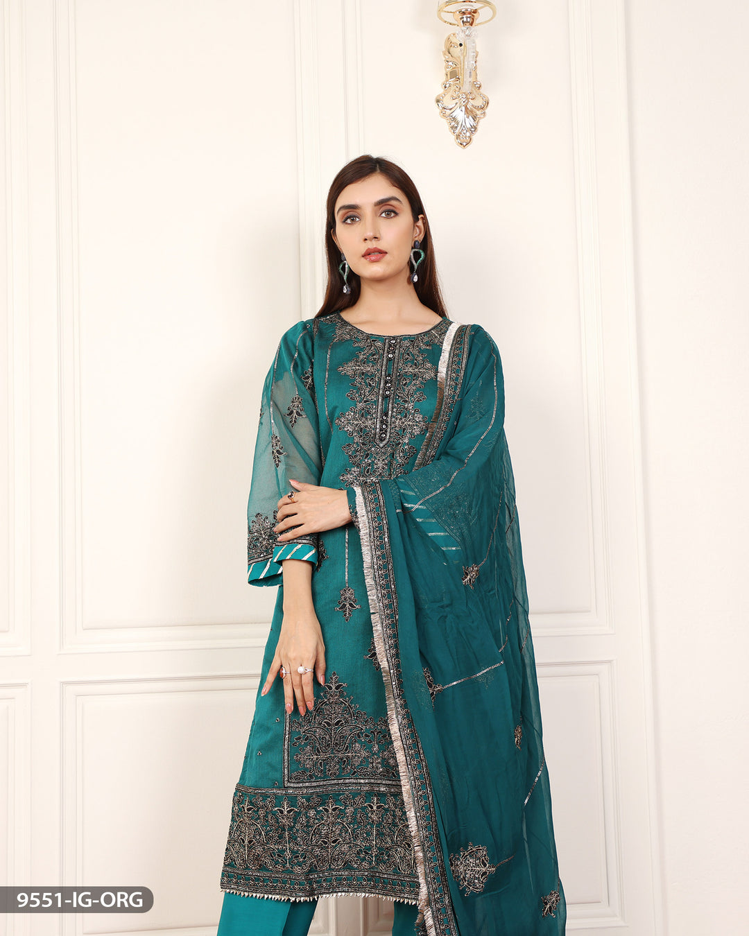 FORMAL 3PC EMBROIDERED SUIT | 9551-IG-ORZ