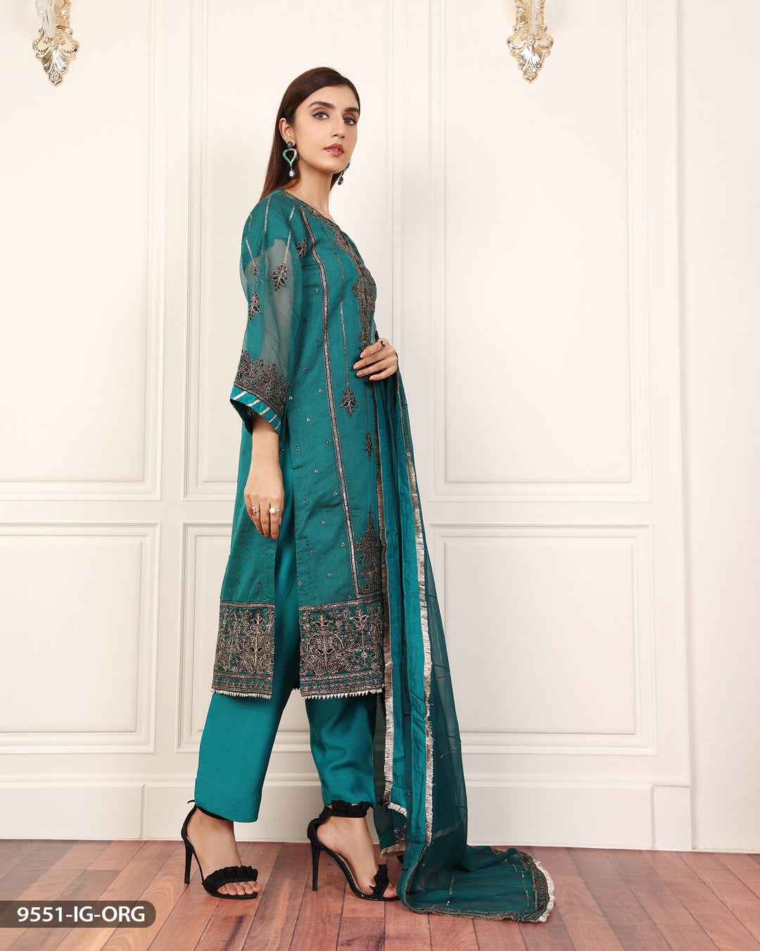 FORMAL 3PC EMBROIDERED SUIT | 9551-IG-ORZ