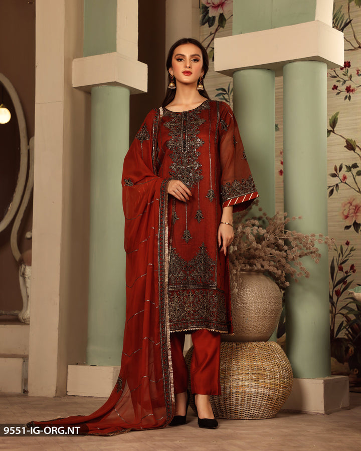 FORMAL 3PC EMBROIDERED SUIT | 9551-IG-ORZ