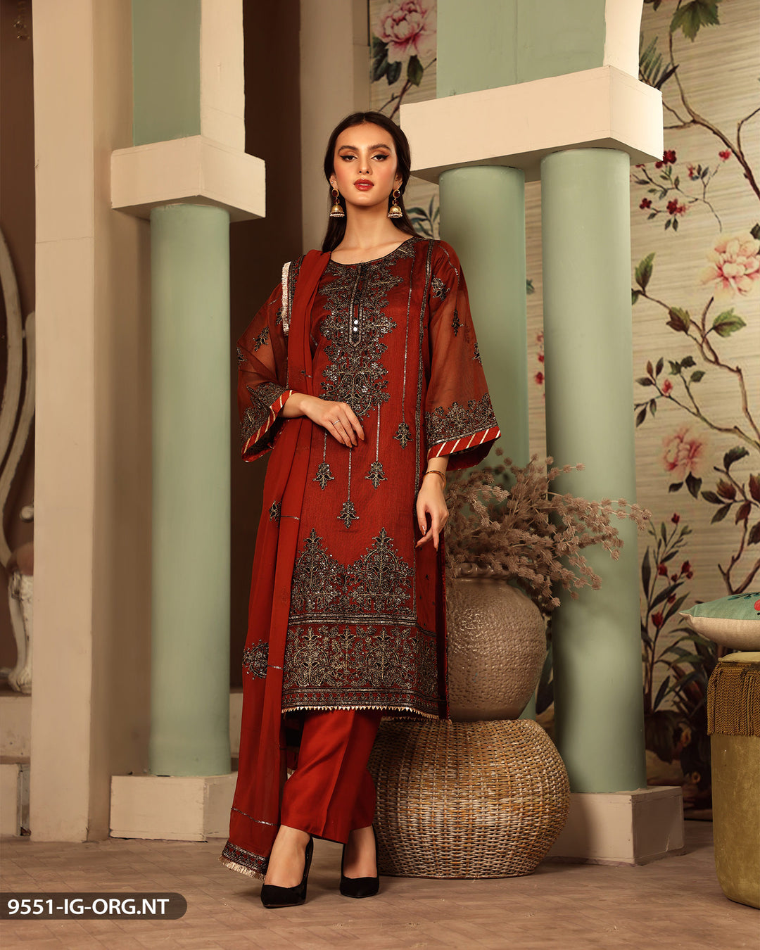 FORMAL 3PC EMBROIDERED SUIT | 9551-IG-ORZ