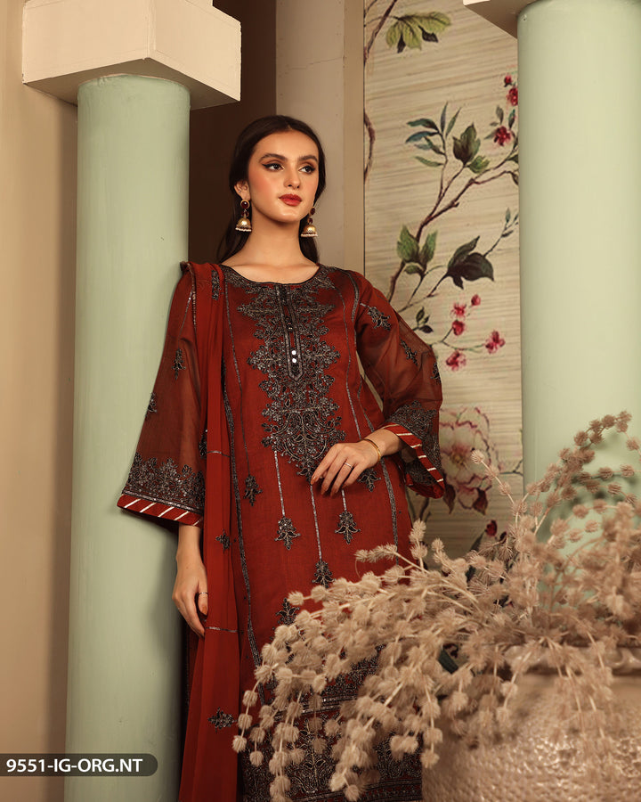 FORMAL 3PC EMBROIDERED SUIT | 9551-IG-ORZ