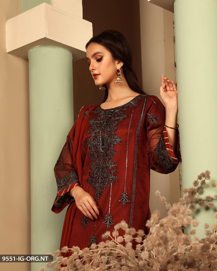 FORMAL 3PC EMBROIDERED SUIT | 9551-IG-ORZ