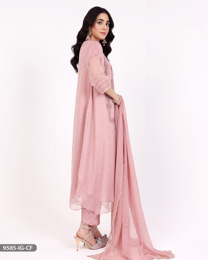 Embroidered Chiffon Suit | 9585-IG-CF