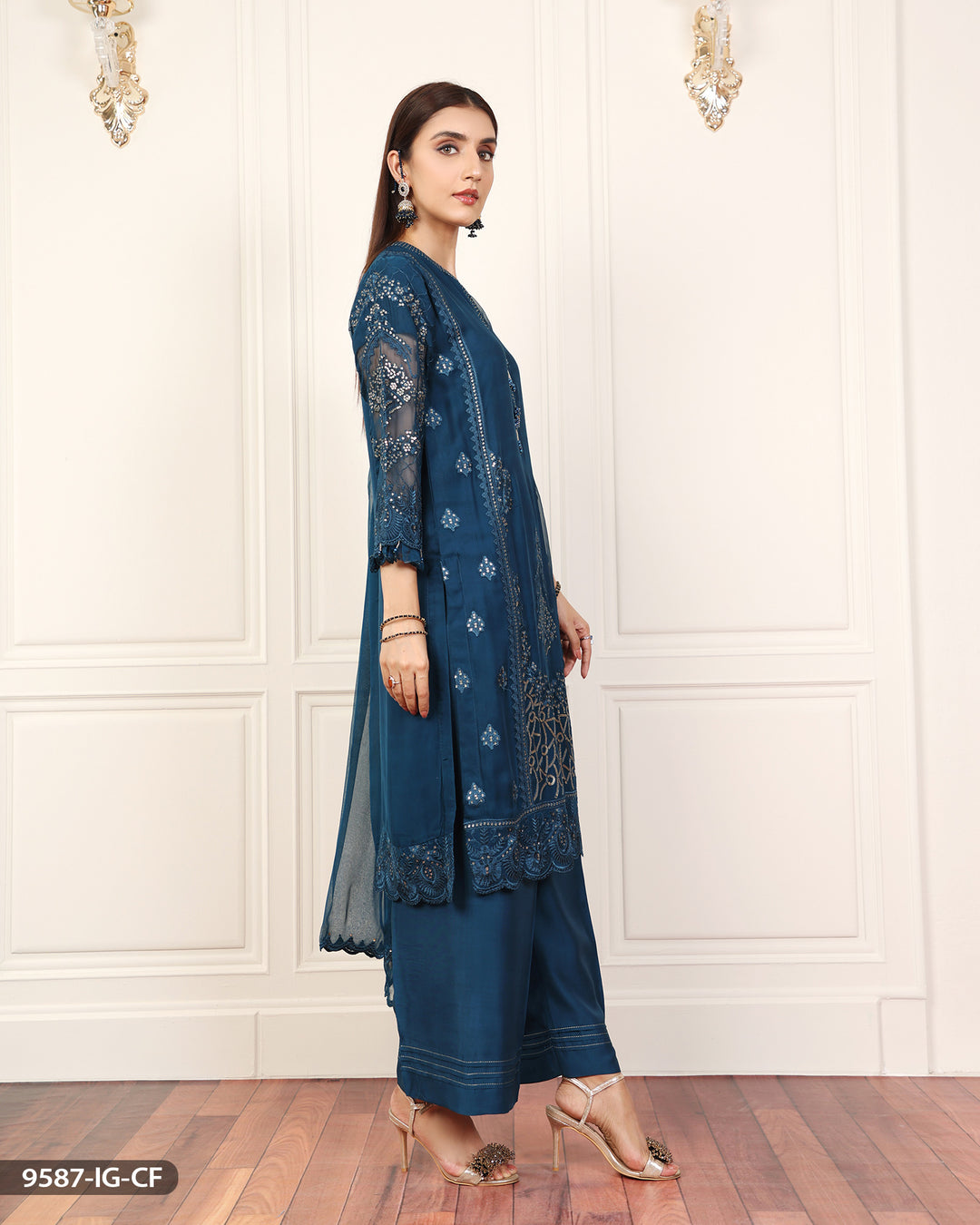 3 Piece Stitched Embroidered Suit | 9587-IG-CF