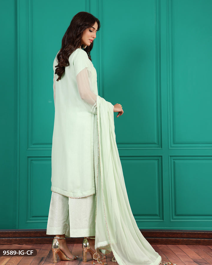 3 Piece Embroidered Chiffon Suit | 9589-IG-CF