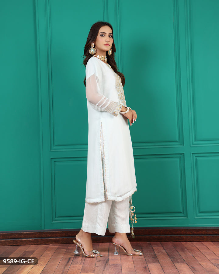 3 Piece Embroidered Chiffon Suit | 9589-IG-CF