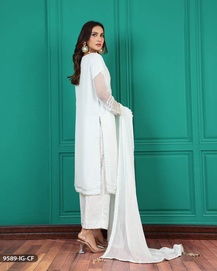 3 Piece Embroidered Chiffon Suit | 9589-IG-CF