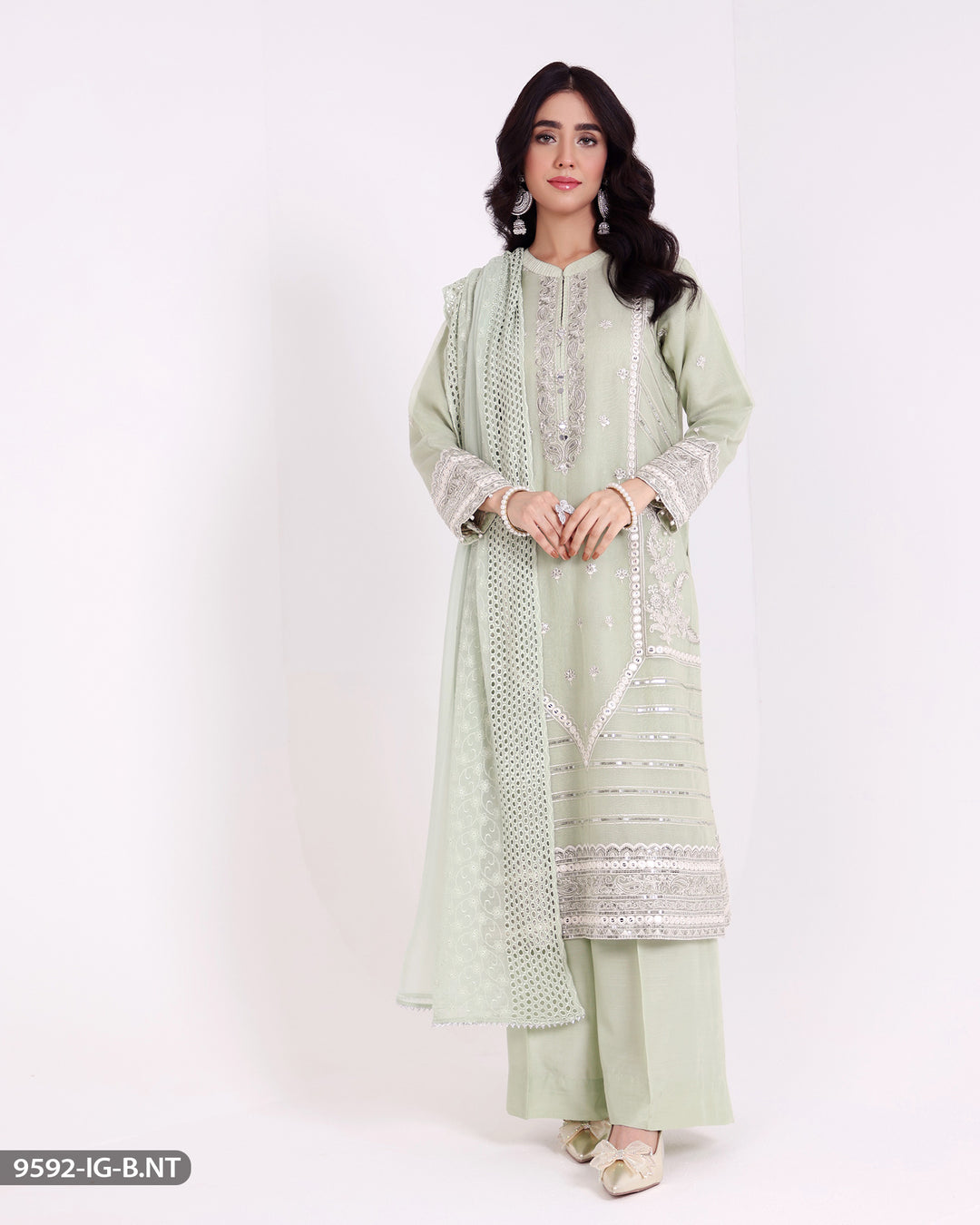 3 Piece Embroidered Suit | 9592-IG-B.NT