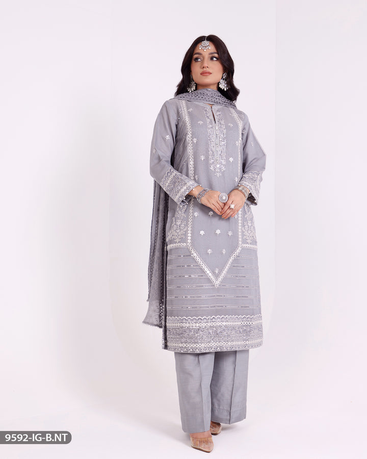 3 Piece Embroidered Suit | 9592-IG-B.NT