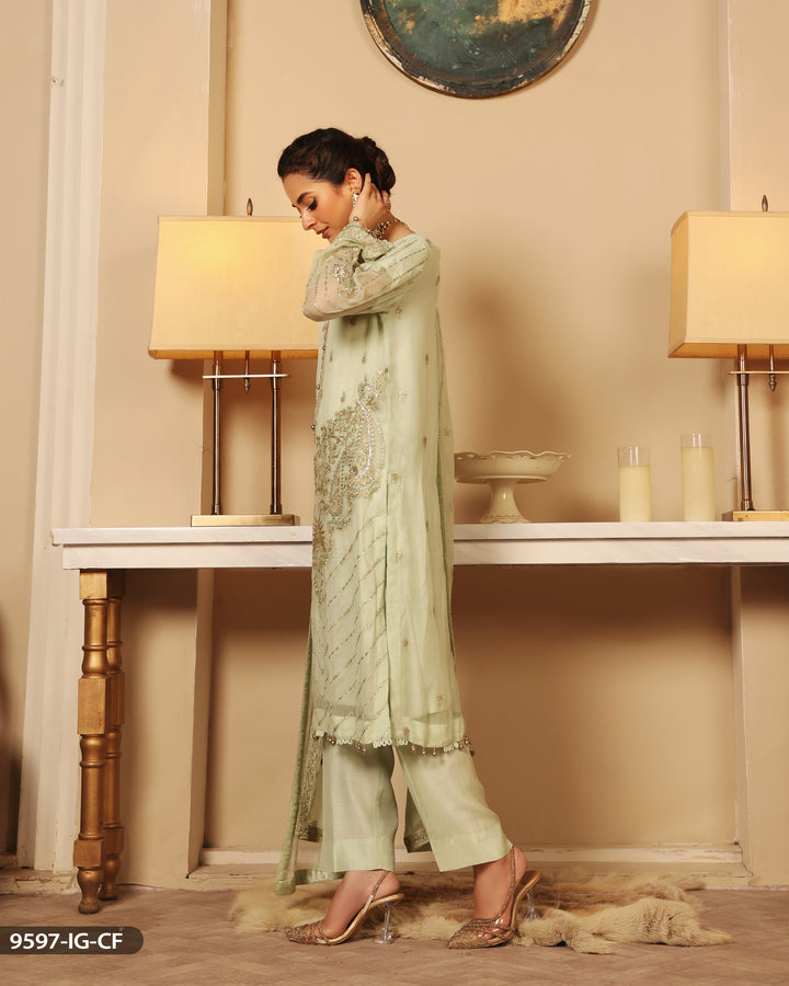 3 Piece Chiffon Suit Embroidered | 9597-IG-CF