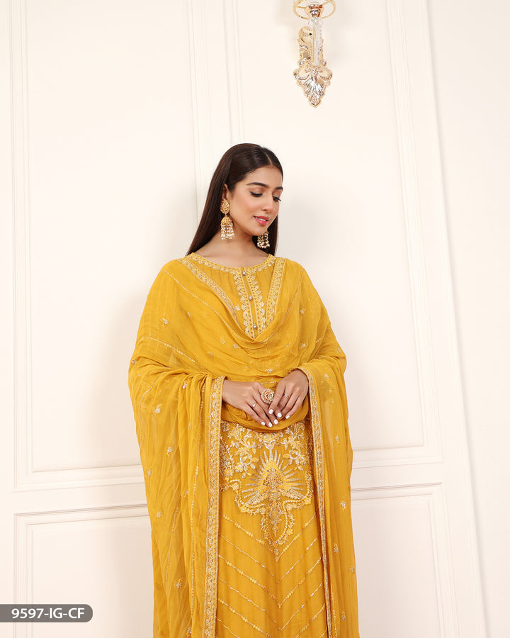 3 Piece Chiffon Suit Embroidered | 9597-IG-CF