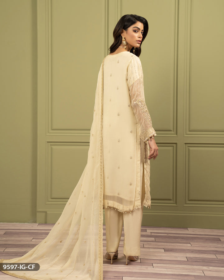 3 Piece Chiffon Suit Embroidered | 9597-IG-CF