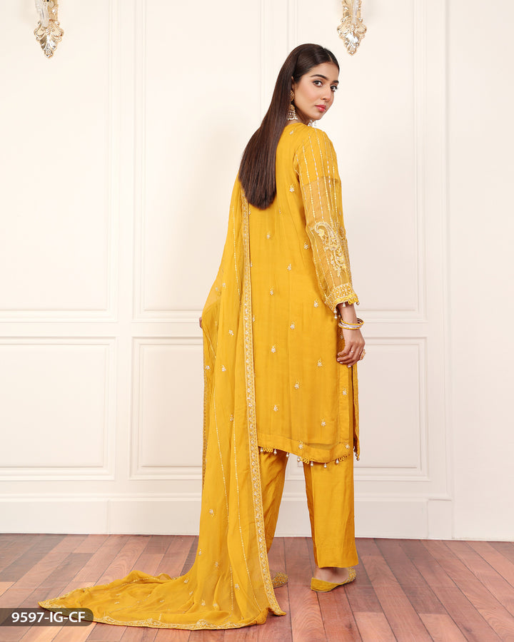 3 Piece Chiffon Suit Embroidered | 9597-IG-CF