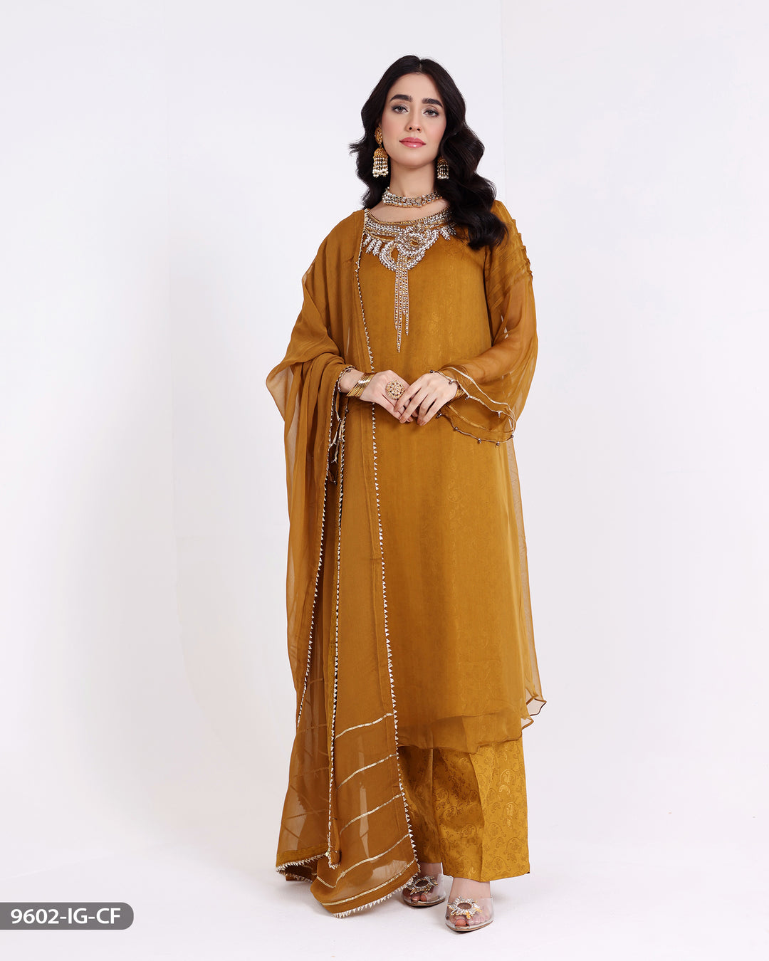 Stitched 3 Piece Embroidered Suit | 9602-IG-CF