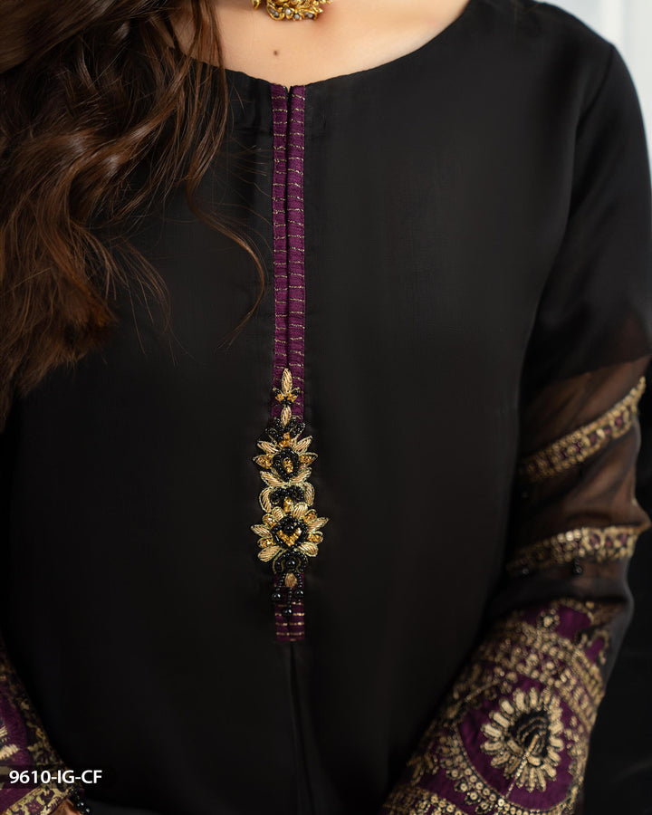 3 Piece Embroidered Chiffon Suit | 9610-IG-CF